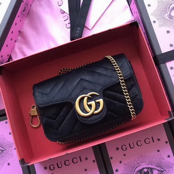 Gucci GG Marmont Velvet Super Mini Bag 476433 Black Gucci GG Marmont Velvet Super Mini Bag 476433 Black