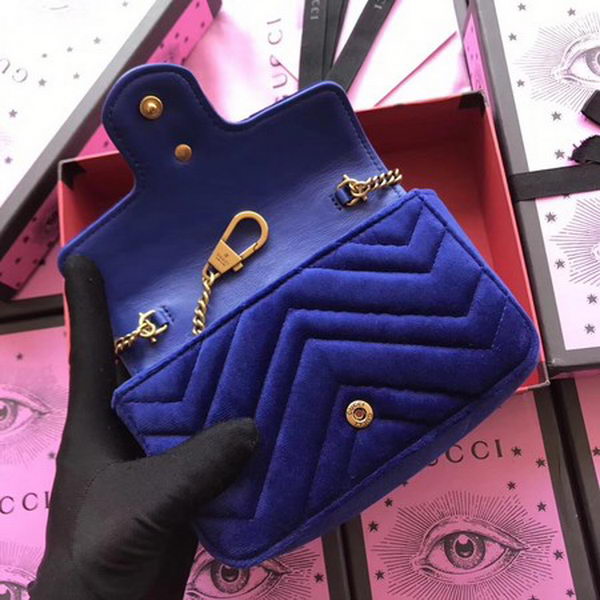 Gucci GG Marmont Velvet Super Mini Bag 476433 Blue Gucci GG Marmont Velvet Super Mini Bag 476433 Blue