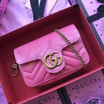 Gucci GG Marmont Velvet Super Mini Bag 476433 Pink Gucci GG Marmont Velvet Super Mini Bag 476433 Pink