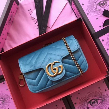 Gucci GG Marmont Velvet Super Mini Bag 476433 SkyBlue Gucci GG Marmont Velvet Super Mini Bag 476433 SkyBlue