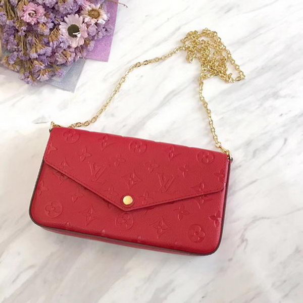 Louis Vuitton Monogram Empreinte POCHETTE FeLICIE M64064 Red Louis Vuitton Monogram Empreinte POCHETTE FeLICIE M64064 Red