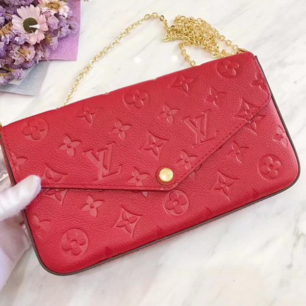 Louis Vuitton Monogram Empreinte POCHETTE FeLICIE M64064 Red Louis Vuitton Monogram Empreinte POCHETTE FeLICIE M64064 Red