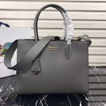 Prada Bibliotheque Medium Saffiano Top-Handle Tote Bag 1BG088 Grey Prada Bibliotheque Medium Saffiano Top-Handle Tote Bag 1BG088 Grey