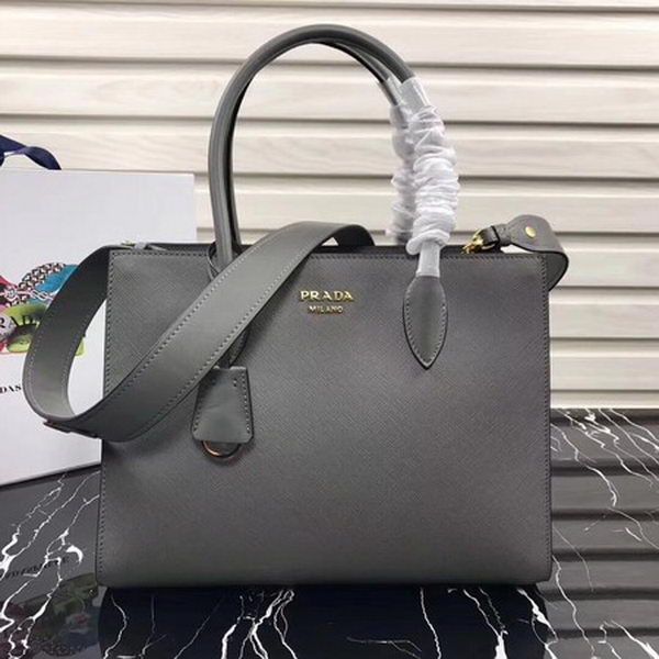 Prada Bibliotheque Medium Saffiano Top-Handle Tote Bag 1BG088 Grey Prada Bibliotheque Medium Saffiano Top-Handle Tote Bag 1BG088 Grey