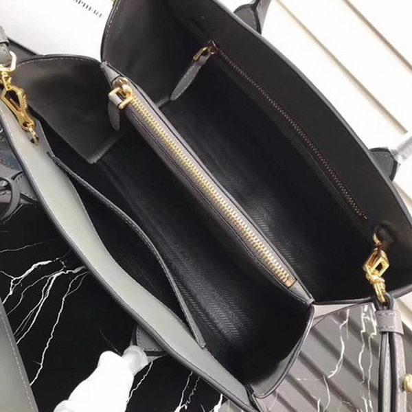 Prada Bibliotheque Medium Saffiano Top-Handle Tote Bag 1BG088 Grey Prada Bibliotheque Medium Saffiano Top-Handle Tote Bag 1BG088 Grey