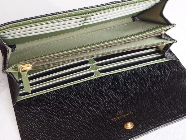 Chanel Boy Matelasse Long Wallet Calfskin Leather CHA5264 Black Chanel Boy Matelasse Long Wallet Calfskin Leather CHA5264 Black