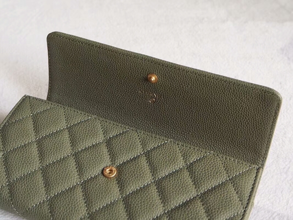 Chanel Boy Matelasse Long Wallet Calfskin Leather CHA5264 Green Chanel Boy Matelasse Long Wallet Calfskin Leather CHA5264 Green