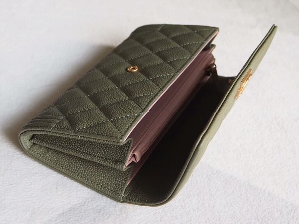Chanel Boy Matelasse Long Wallet Calfskin Leather CHA5264 Green Chanel Boy Matelasse Long Wallet Calfskin Leather CHA5264 Green