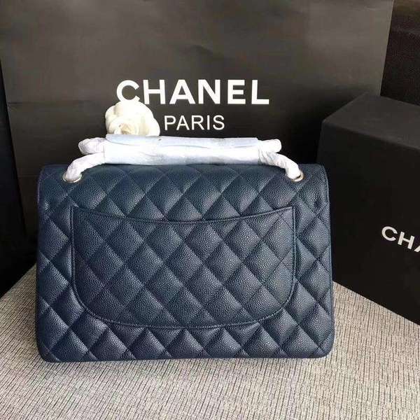 Chanel Flap Shoulder Bags Dark Blue Original Calfskin Leather CF1113 Silver Chanel Flap Shoulder Bags Dark Blue Original Calfskin Leather CF1113 Silver