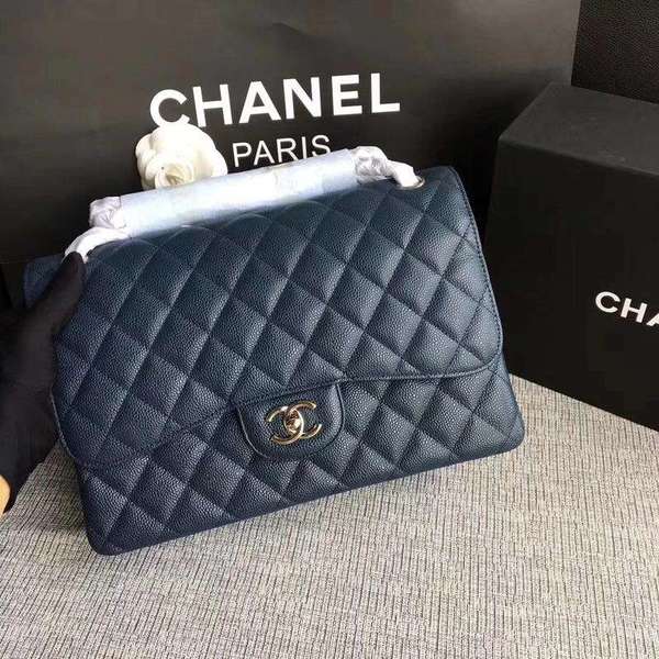 Chanel Flap Shoulder Bags Dark Blue Original Calfskin Leather CF1113 Silver Chanel Flap Shoulder Bags Dark Blue Original Calfskin Leather CF1113 Silver