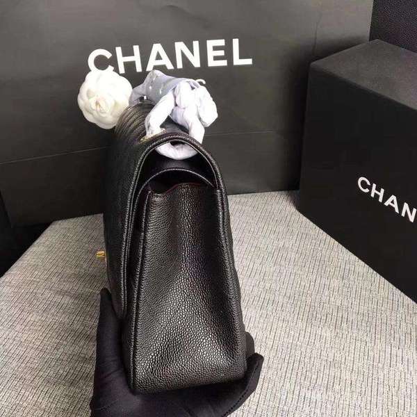 Chanel Flap Shoulder Bags Black Original Calfskin Leather CF1113 Gold Chanel Flap Shoulder Bags Black Original Calfskin Leather CF1113 Gold