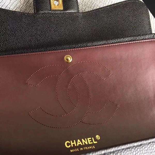 Chanel Flap Shoulder Bags Black Original Calfskin Leather CF1113 Gold Chanel Flap Shoulder Bags Black Original Calfskin Leather CF1113 Gold