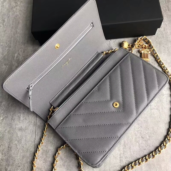 Chanel Owl Pendant Flap Shoulder Bag Calfskin Leather A33814 Grey Chanel Owl Pendant Flap Shoulder Bag Calfskin Leather A33814 Grey