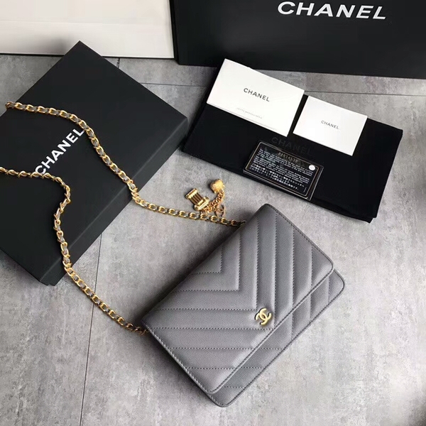 Chanel Owl Pendant Flap Shoulder Bag Calfskin Leather A33814 Grey Chanel Owl Pendant Flap Shoulder Bag Calfskin Leather A33814 Grey