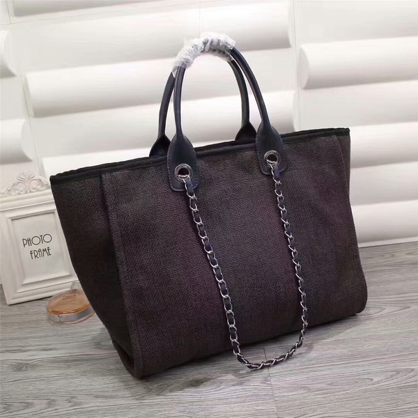 Chanel Canvas Leather Tote Shopping Bag 68047C Chanel Canvas Leather Tote Shopping Bag 68047C