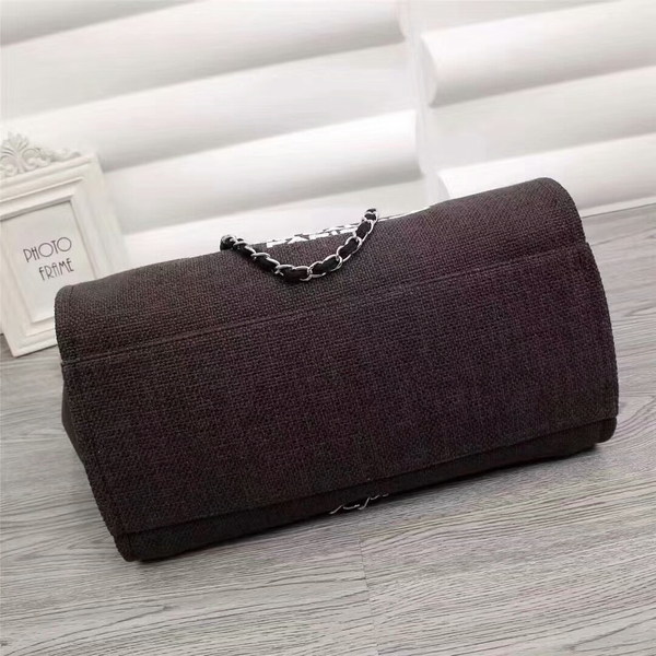 Chanel Canvas Leather Tote Shopping Bag 68047C Chanel Canvas Leather Tote Shopping Bag 68047C