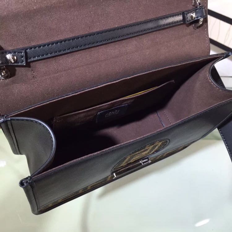 Fendi Calfskin Leather Shoulder Bag 8112 Black Fendi Calfskin Leather Shoulder Bag 8112 Black