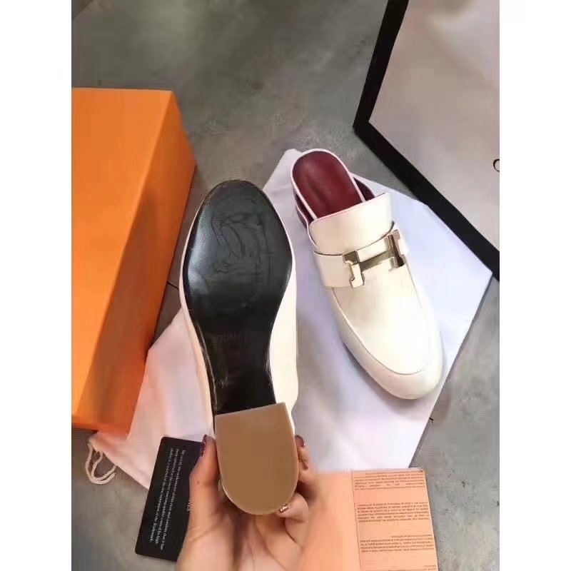 Hermes Leather Slipper HO782LD white Hermes Leather Slipper HO782LD white