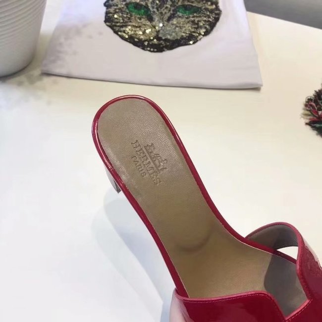 Hermes lady leather Slipper HO814HMJ Heel high 5CM red Hermes lady leather Slipper HO814HMJ Heel high 5CM red