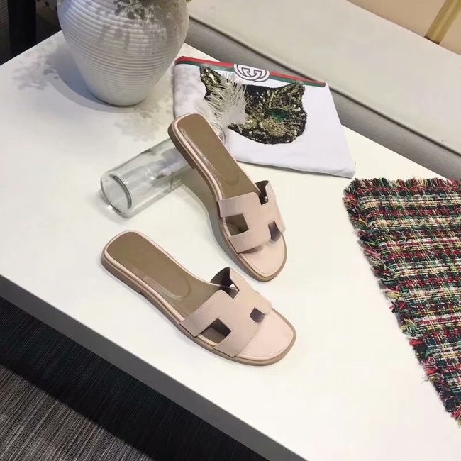 Hermes lady leather fashion Slipper HO808HMJ apricot Hermes lady leather fashion Slipper HO808HMJ apricot