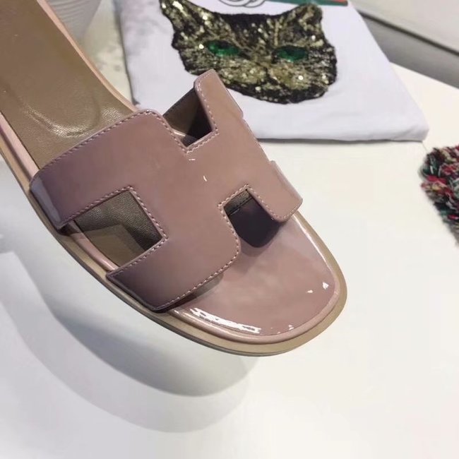 Hermes lady leather fashion Slipper HO808HMJ pink Hermes lady leather fashion Slipper HO808HMJ pink