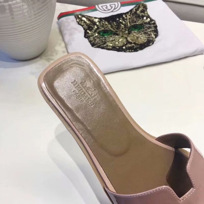 Hermes lady leather fashion Slipper HO808HMJ pink Hermes lady leather fashion Slipper HO808HMJ pink