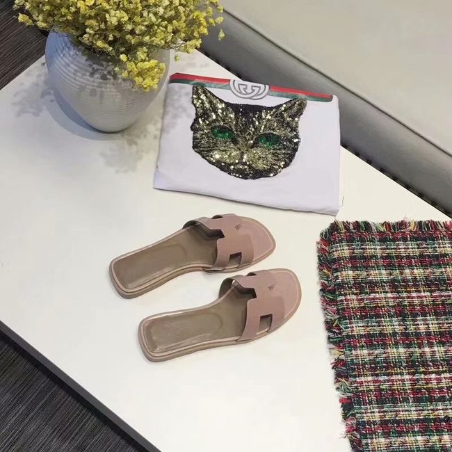 Hermes lady leather fashion Slipper HO808HMJ pink Hermes lady leather fashion Slipper HO808HMJ pink