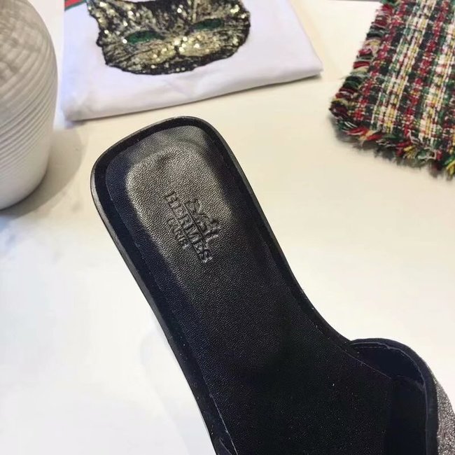 Hermes lady leather fashion Slipper HO812HMJ Silver grey Hermes lady leather fashion Slipper HO812HMJ Silver grey