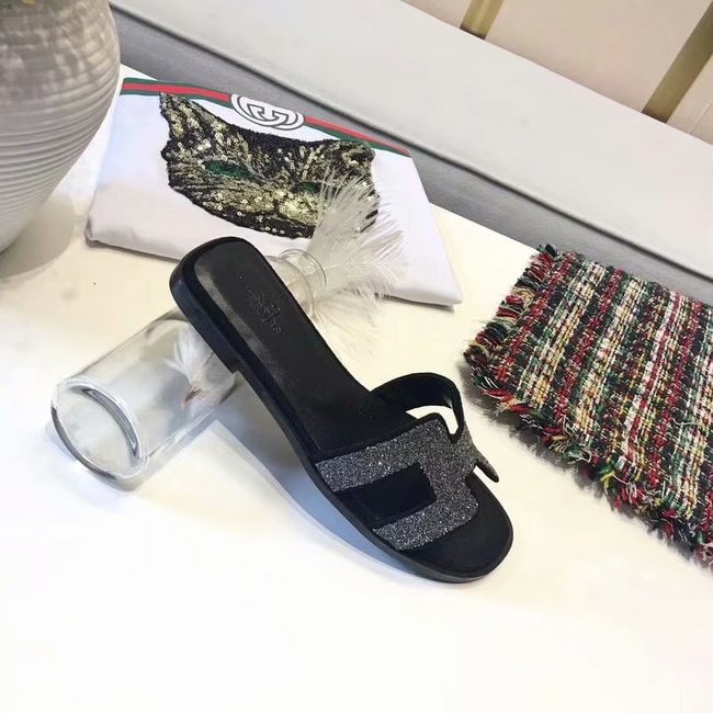 Hermes lady leather fashion Slipper HO812HMJ Silver grey Hermes lady leather fashion Slipper HO812HMJ Silver grey