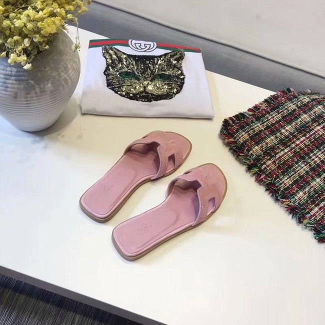 Hermes lady leather fashion Slipper HO812HMJ pink Hermes lady leather fashion Slipper HO812HMJ pink