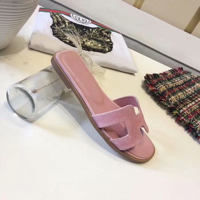 Hermes lady leather fashion Slipper HO812HMJ pink Hermes lady leather fashion Slipper HO812HMJ pink