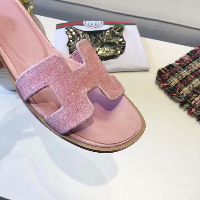 Hermes lady leather fashion Slipper HO812HMJ pink Hermes lady leather fashion Slipper HO812HMJ pink