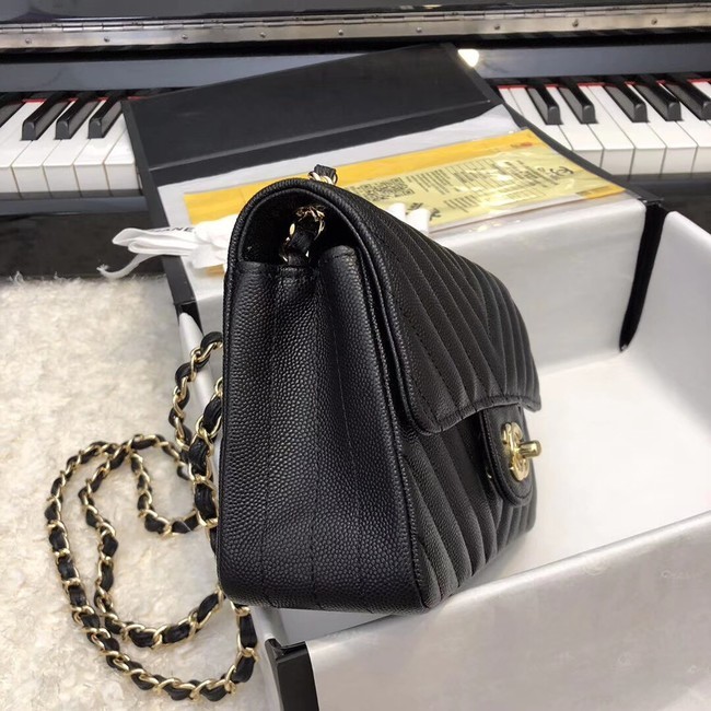 Chanel Small Classic Handbag Grained Calfskin & Gold-Tone Metal A69900 black