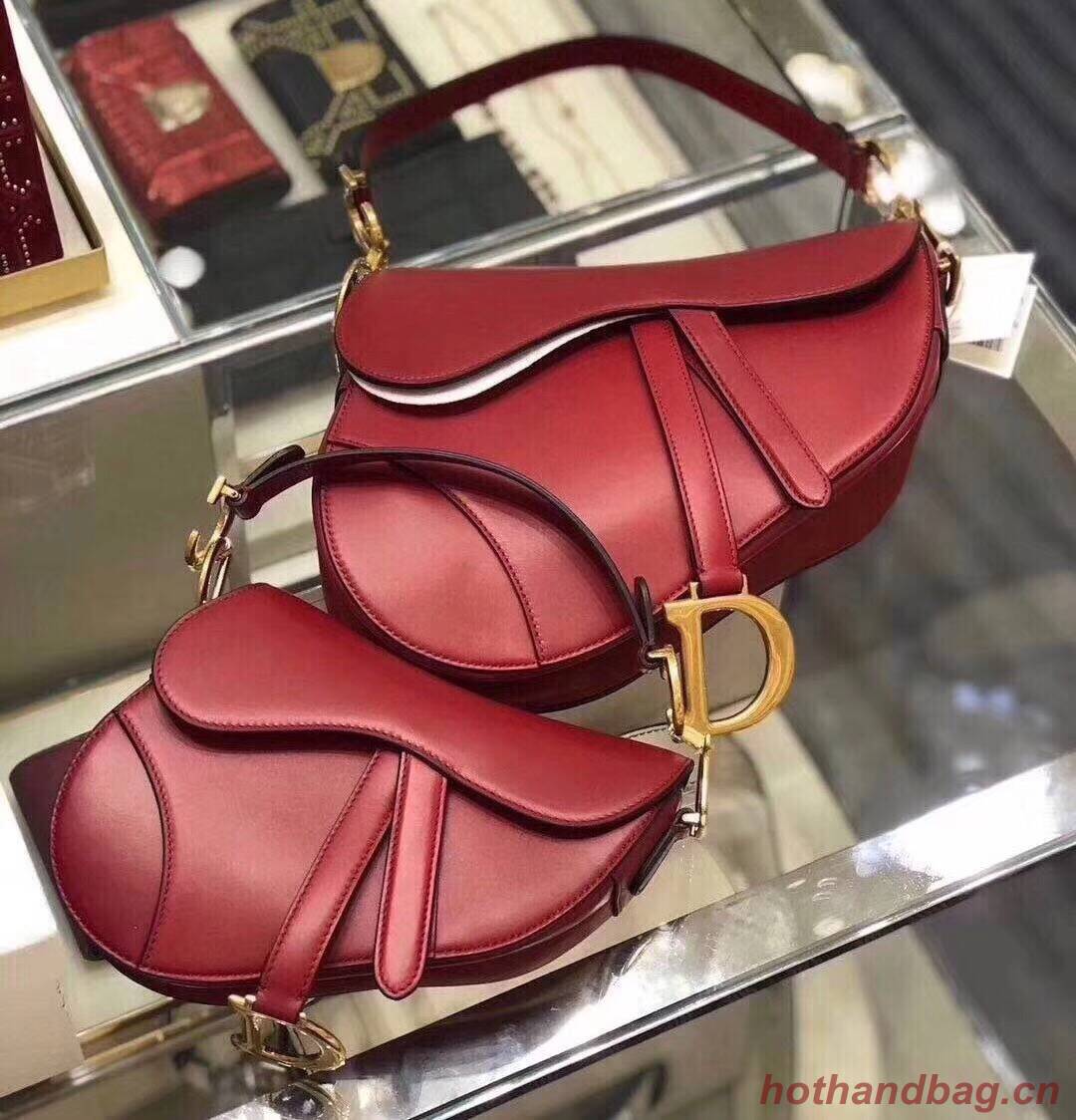 Dior SADDLE BAG IN RED CALFSKIN M0446 red Dior SADDLE BAG IN RED CALFSKIN M0446 red