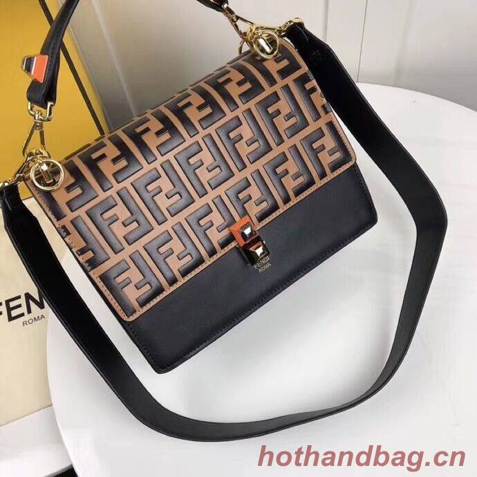 FENDI Kan I Leather Shoulder Bag F9235 black FENDI Kan I Leather Shoulder Bag F9235 black