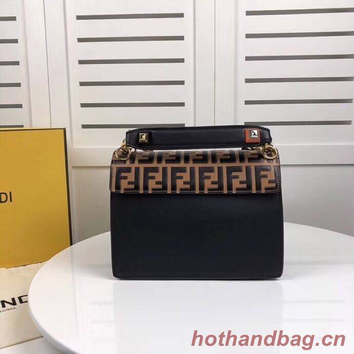 FENDI Kan I Leather Shoulder Bag F9235 black FENDI Kan I Leather Shoulder Bag F9235 black