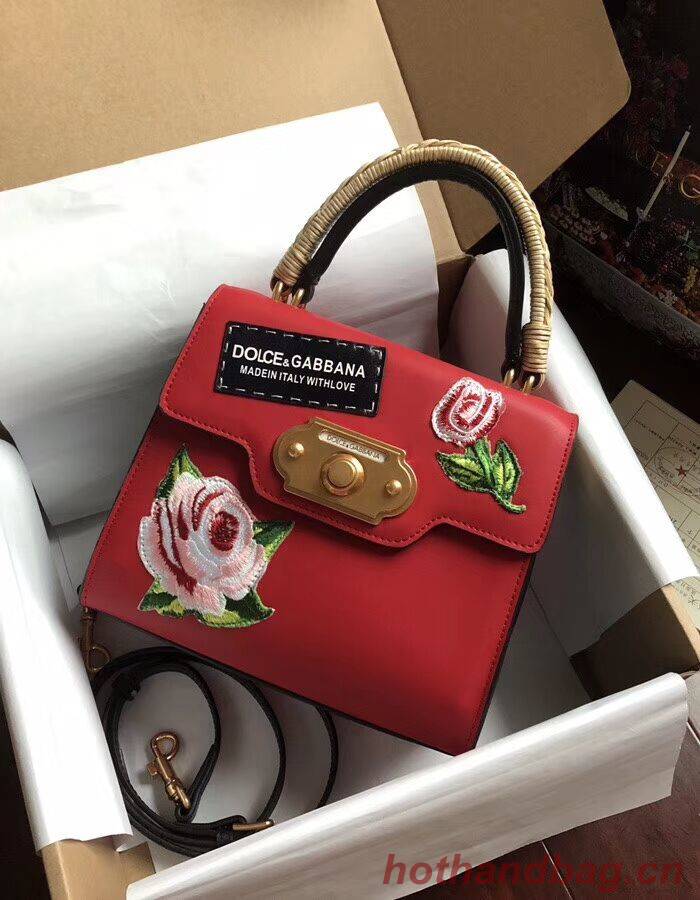 Dolce & Gabbana SICILY Chrysanthemum Calfskin Tote Bags 5588-2 red Dolce & Gabbana SICILY Chrysanthemum Calfskin Tote Bags 5588-2 red