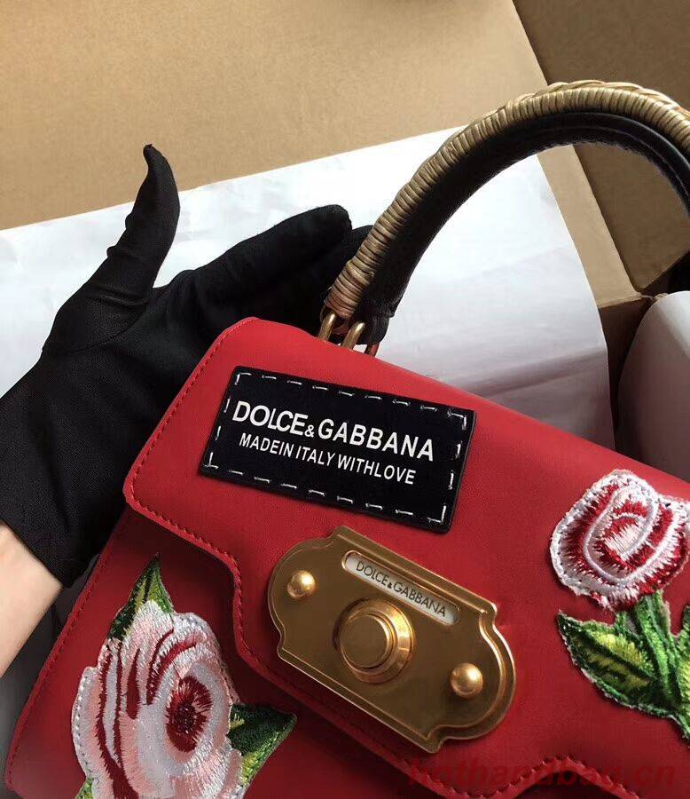 Dolce & Gabbana SICILY Chrysanthemum Calfskin Tote Bags 5588-2 red Dolce & Gabbana SICILY Chrysanthemum Calfskin Tote Bags 5588-2 red