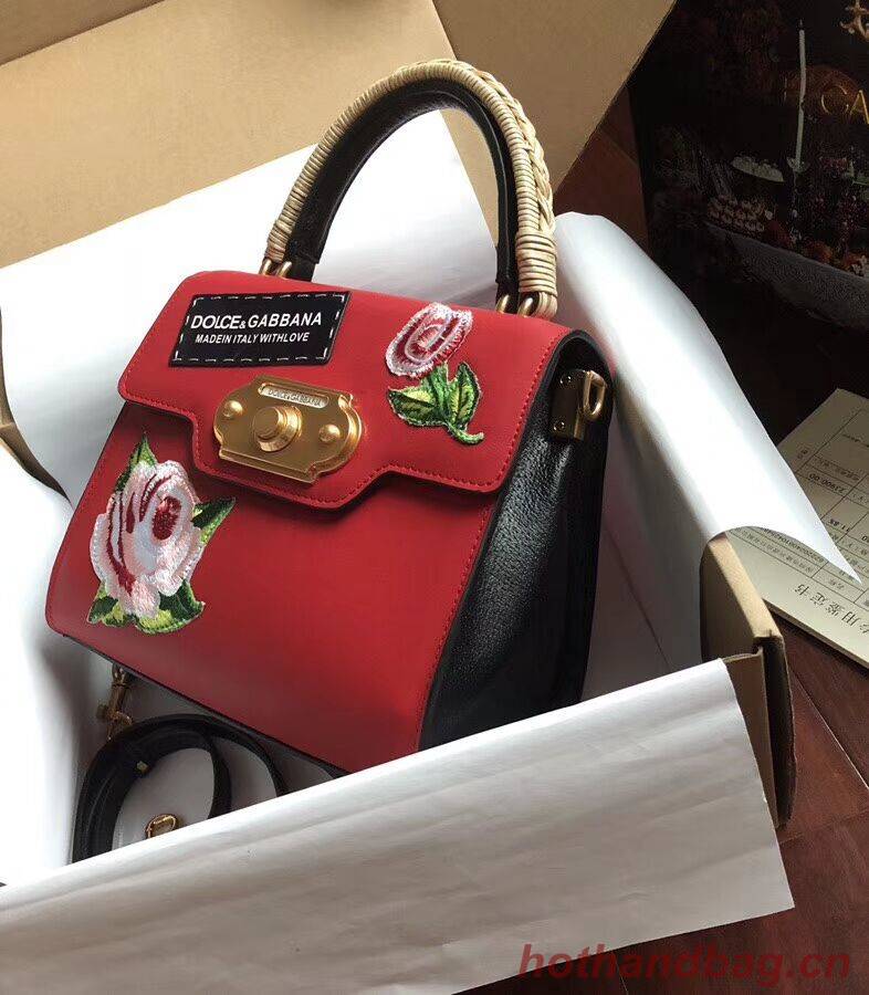 Dolce & Gabbana SICILY Chrysanthemum Calfskin Tote Bags 5588-2 red Dolce & Gabbana SICILY Chrysanthemum Calfskin Tote Bags 5588-2 red
