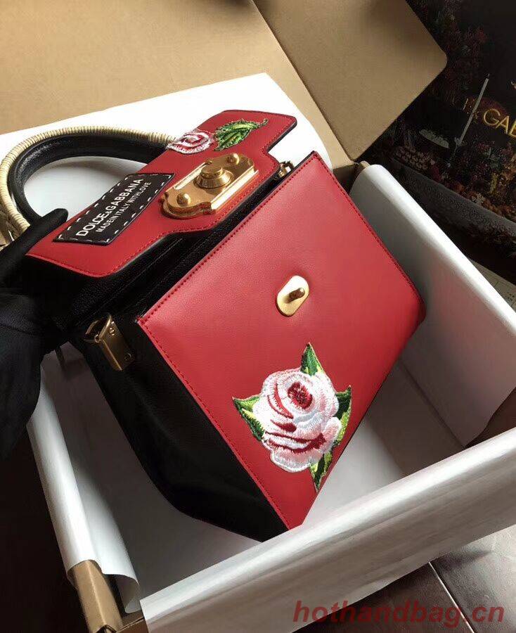 Dolce & Gabbana SICILY Chrysanthemum Calfskin Tote Bags 5588-2 red Dolce & Gabbana SICILY Chrysanthemum Calfskin Tote Bags 5588-2 red