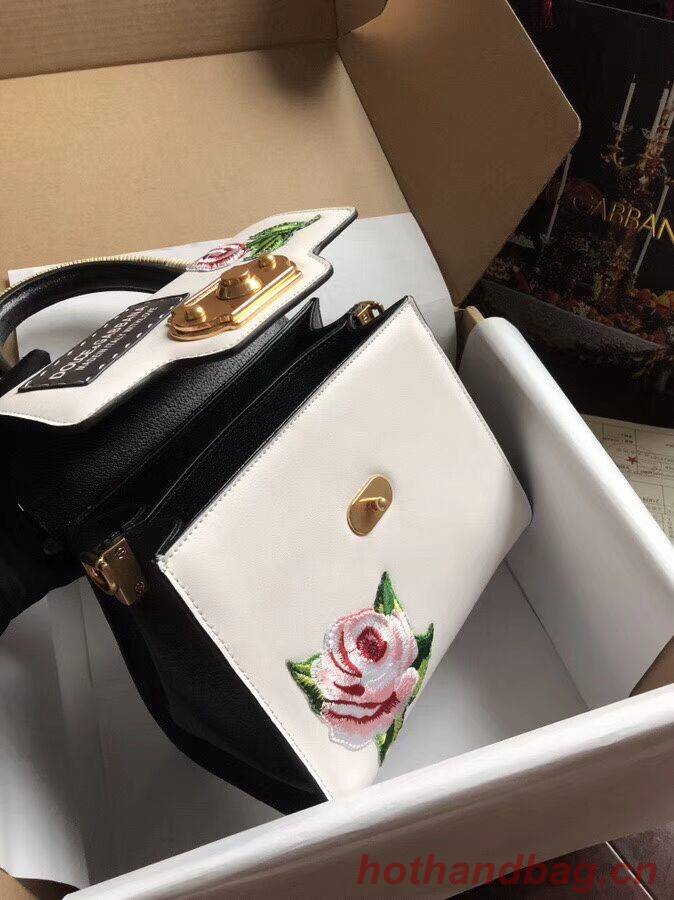 Dolce & Gabbana SICILY Chrysanthemum Calfskin Tote Bags 5588-2 white Dolce & Gabbana SICILY Chrysanthemum Calfskin Tote Bags 5588-2 white