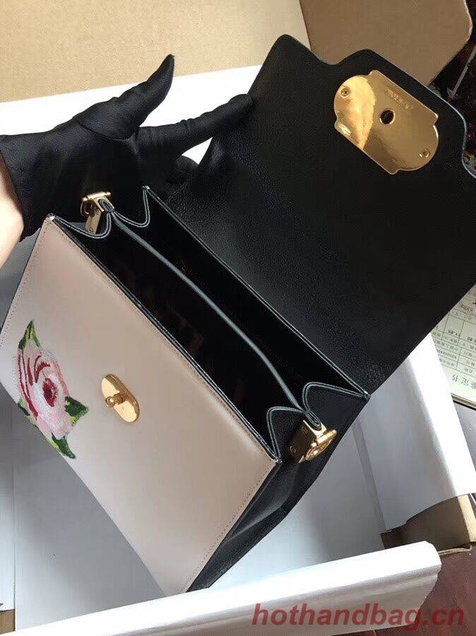Dolce & Gabbana SICILY Chrysanthemum Calfskin Tote Bags 5588-2 white Dolce & Gabbana SICILY Chrysanthemum Calfskin Tote Bags 5588-2 white