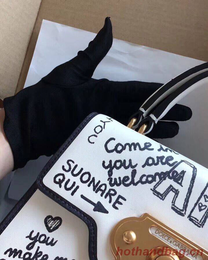 Dolce & Gabbana SICILY Chrysanthemum Calfskin Tote Bags 5588 white Dolce & Gabbana SICILY Chrysanthemum Calfskin Tote Bags 5588 white