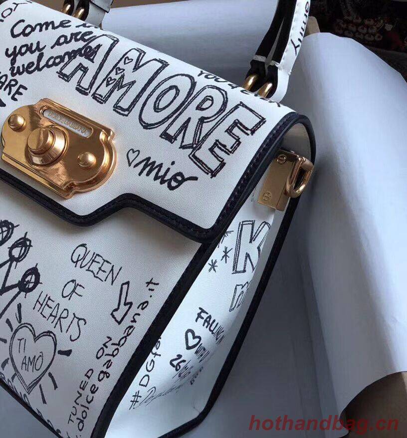 Dolce & Gabbana SICILY Chrysanthemum Calfskin Tote Bags 5588 white Dolce & Gabbana SICILY Chrysanthemum Calfskin Tote Bags 5588 white