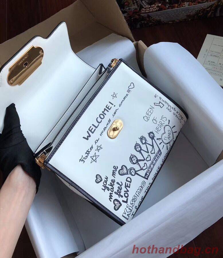 Dolce & Gabbana SICILY Chrysanthemum Calfskin Tote Bags 5588 white Dolce & Gabbana SICILY Chrysanthemum Calfskin Tote Bags 5588 white