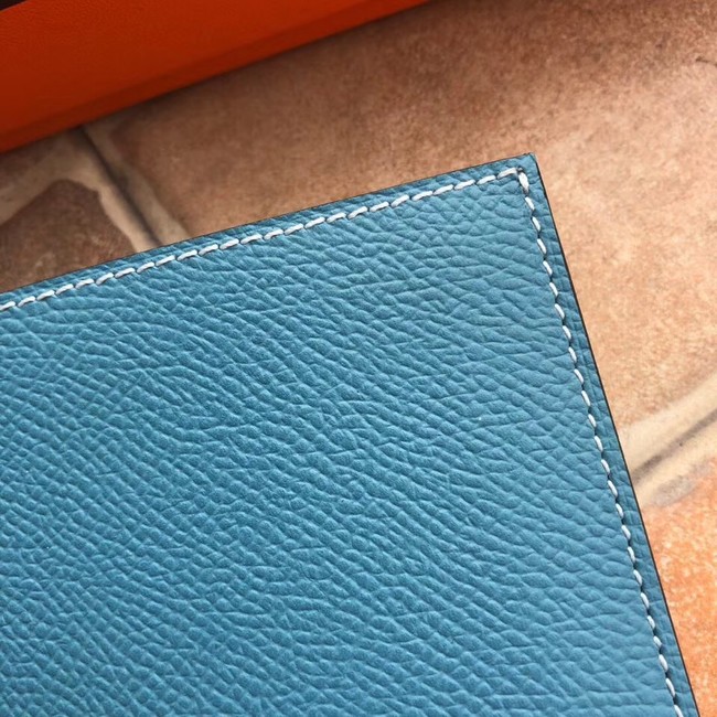 Hermes espom leather Wallet H2296 Light blue