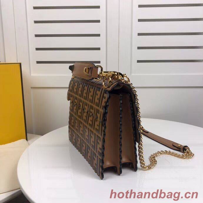 Fendi KAN I F leather bag 8BF053 Brown Fendi KAN I F leather bag 8BF053 Brown