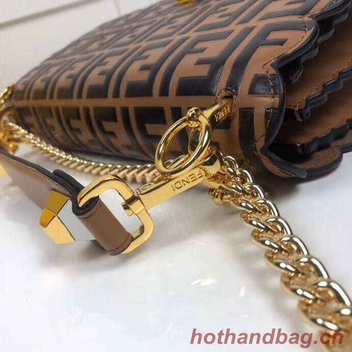 Fendi KAN I F leather bag 8BF053 Brown Fendi KAN I F leather bag 8BF053 Brown