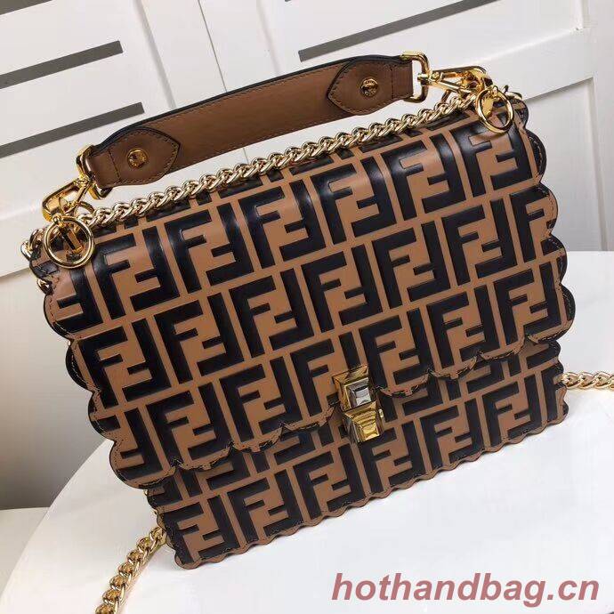 Fendi KAN I F leather bag 8BF053 Brown Fendi KAN I F leather bag 8BF053 Brown