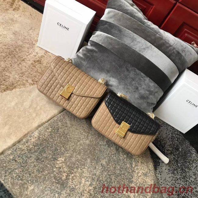 CELINE MEDIUM C BAG IN BICOLOUR QUILTED CALFSKIN CL87253 Camel CELINE MEDIUM C BAG IN BICOLOUR QUILTED CALFSKIN CL87253 Camel